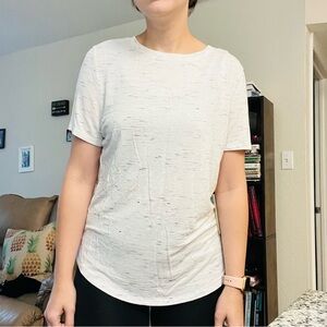 Old Navy Heathered Cream Luxe Short Sleeve Tee Small